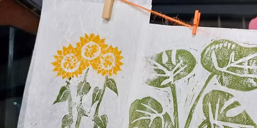 Spring floral jigsaw Lino printing