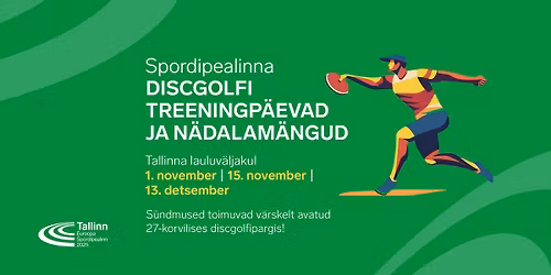 Spordipealinna discgolfi treeningp\u00e4evad ja n\u00e4dalam\u00e4ngud | TASUTA