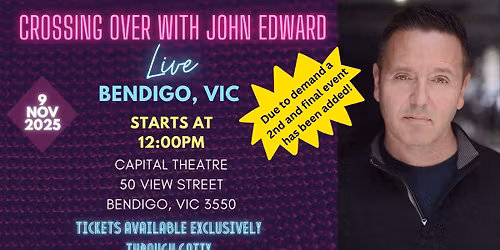 Crossing Over with Psychic Medium John Edward live in Bendigo, VIC!