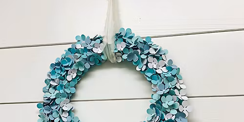 Paper Flower Wreath - Blue Hydrangea