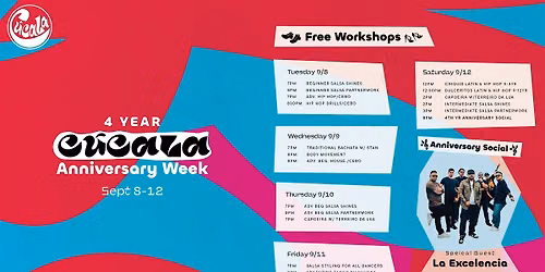 Cucala 4th Yr Anniversary Week - Free Kids Classes Latin & Hip Hop (9-14yr)