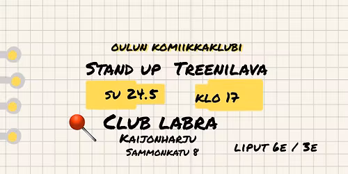 STAND UP OPEN MIC TREENILAVA CLUB LABRASSA SU 24.5 KLO 17-19