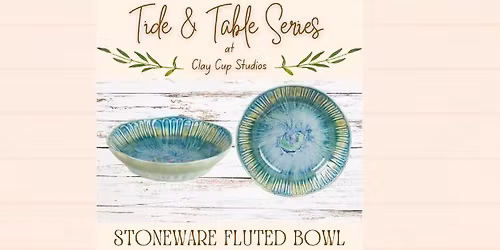 Tide and Table: A Coastal Stoneware Series - Fluted Serving Bowl