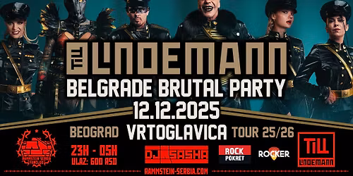 LINDEMANN Belgrade Brutal Party - Vrtoglavica! 12.12.2025