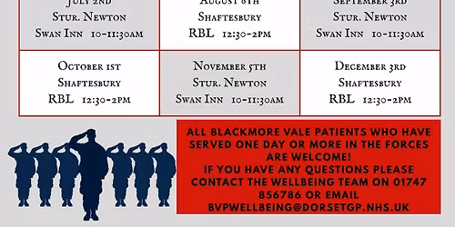 STURMINSTER NEWTON- Blackmore Vale Military Veterans Support Group and Drop In Session