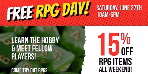 Free RPG Day 2026 @ The Comic Hunter MONCTON - Saturday, June 27th 2026 **SEE DETAILS FOR SCHEDULE**