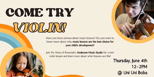 Pop Up Violin Lessons at Uni Uni Boba La Grange