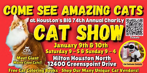 Mark Your Calendars For Jan. 9 & 10 To See Amazing Cats \ud83d\ude3b\u2764\ufe0f\ud83c\udf89 @ the 74th BIG Houston Cat Club Show!
