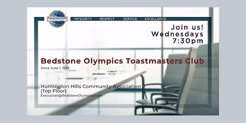 Bedstone Olympics Toastmasters Club Meeting - Wednesday, April 22