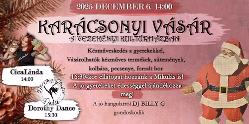 Kar\u00e1csonyi v\u00e1s\u00e1r a Vezek\u00e9nyi Kult\u00farh\u00e1zban