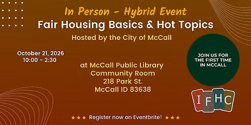 Fair Housing Basics & Hot Topics - McCall (Hybrid Event)