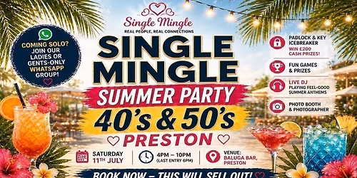 Summer Single Mingle Party (40s &amp; 50s) | Preston | 200+ Singles 
