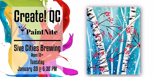 Paint Nite at Five Cities Brewing: Winter Berry Birch