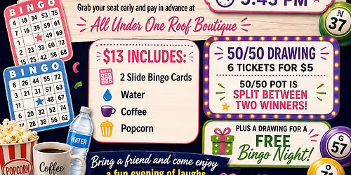 LADIES & GENTLEMEN BINGO NIGHT LAST THURSDAY OF EACH MONTH 