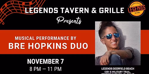 Live Performance by Bre Hopkins Duo at Legends Deerfield Beach