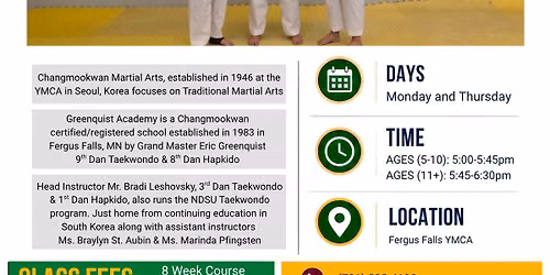 Changmookwan Martial Arts Traditional Taekwondo 8 Week Session Start