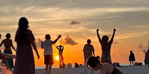Silent Disco ecstatic dance full moon at sunset on the beach dance 