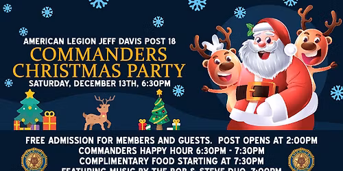 American Legion Jeff Davis Post 18 Annual Commanders Christmas Party!
