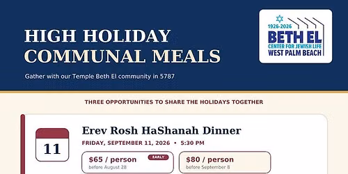 Erev Yom Kippur Dinner & Kol Nidrei