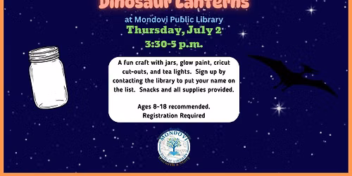 Summer Reading Teens & Tweens Program:  Dinosaur Lanterns