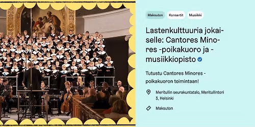 Lastenkulttuuria jokaiselle: Cantores Minores -poikakuoron ja -musiikkiopiston AVOIMET OVET