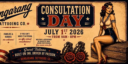 July 1st  9am-8pm | Tattoo Consultation Day | Bangarang Tattooing Co. — 2212 Sunny Lane, Killeen, TX, United States, Texas 76541