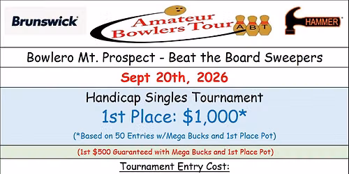Bowlero Mt. Prospect , BTB, Sept 20 (Sun)