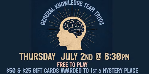 General Knowledge Team Trivia Night at Shy Bear