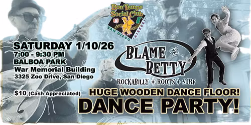 BTSC 2nd Saturday Dance, Jan. 10, 2026 featuring Blame Betty