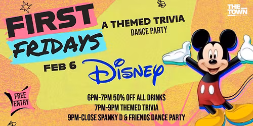 \ud83c\udf89 Disney Trivia & Happy Hour \u2013 This Friday @ The Town Bar! 