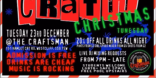 CRAFTY CHRISTMAS TUNESDAY @THE CRAFTSMAN