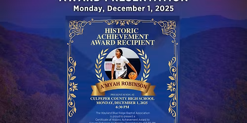 Historic Achievement Award Presentation for A'myah Robinson 