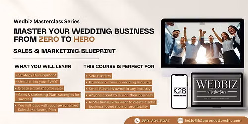 Wedbiz Masterclass: A twelve month Sales & Marketing Plan  for Wedding Pros