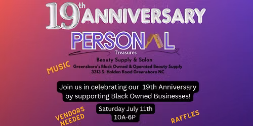 Personal Treasures 19th Anniversary Event & Sale!