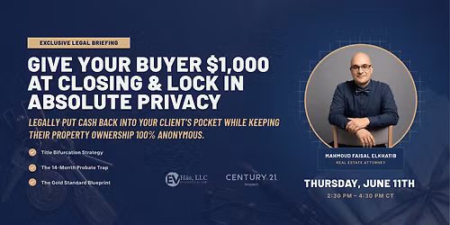 Give Your Buyer $1,000 at Closing & Lock In Absolute Privacy