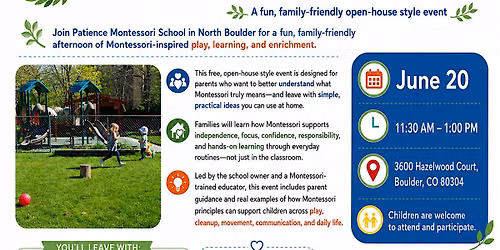 Montessori Play & Enrichment Afternoon for Families