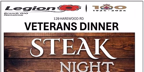 Veteran's Steak Dinner Sunday June 21st Doors Open 4:30pm Dinner 5:00pm