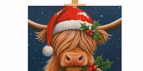 Christmas Highland Cow Paint & Sip