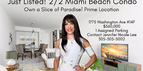 Just Listed! 2\/2 Miami Beach Condo! Brokers Open & Open House!Best Location