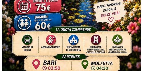 Giardini di Ninfa, Sermoneta e Castello Caetani 20 Settembre 2026 By BE20