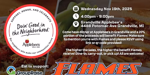 \ud83d\udd25 Group Raise Event at Applebee's in Grandville! \ud83c\udf54