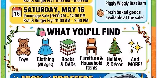 RUMMAGE SALE\/BRAT FRY\/BAKE SALE