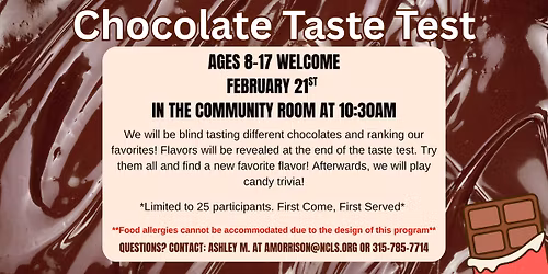 Ages 8-17 Chocolate Taste Test