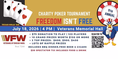9th Annual Freedom Isn't Free Charity Poker Tournament