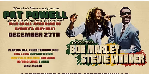 CELEBRATING BOB MARLEY & STEVIE WONDER with PAT POWELL BAND!