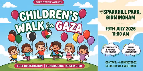 Children\u2019s Walk for Gaza in Birmingham Sparkhill Park.