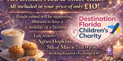 Psychic charity evening with hot drinks food sweet treats included in an uplifting evening