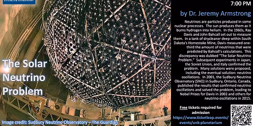UNK Public Planetarium Show: "The Solar Neutrino Problem"
