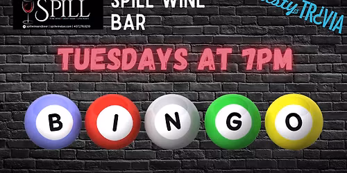 BINGO Night at Spill Wine Bar