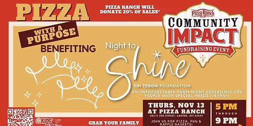 Pizza Ranch Fundraiser benefitting Tim Tebow Night to Shine